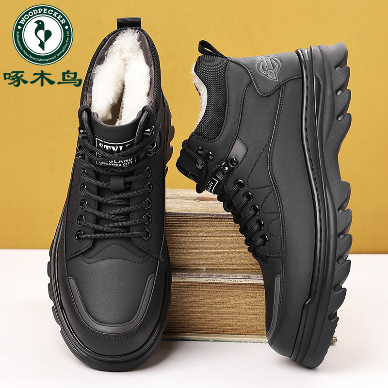 啄木鸟2025新款冬季真皮雪地靴
