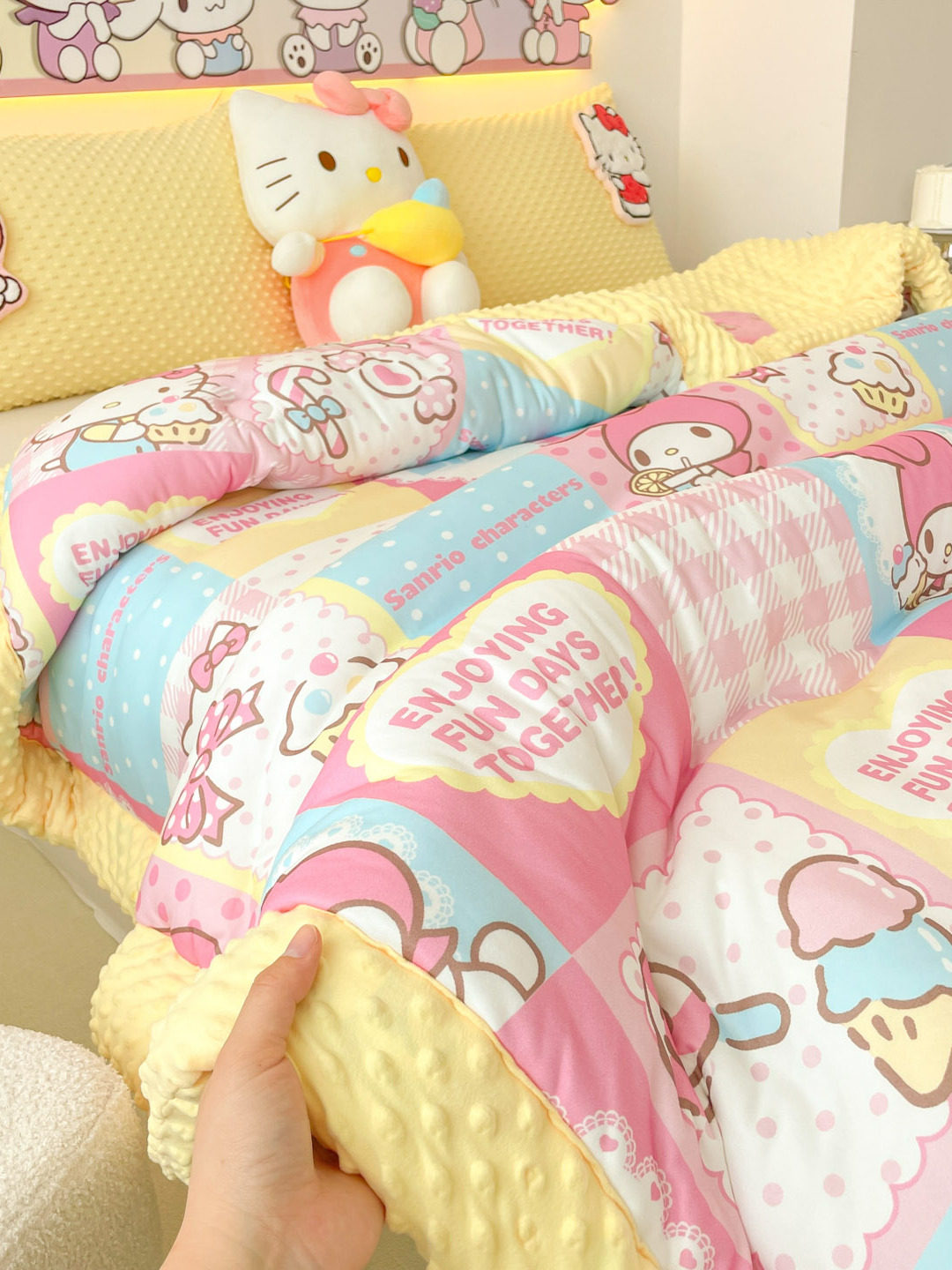 可爱美乐蒂2025新款针织棉豆豆被子少女心被芯冬被儿童春秋被棉被,床上用品,化纤被,淘宝优惠券,粉丝福利购,淘宝优惠卷