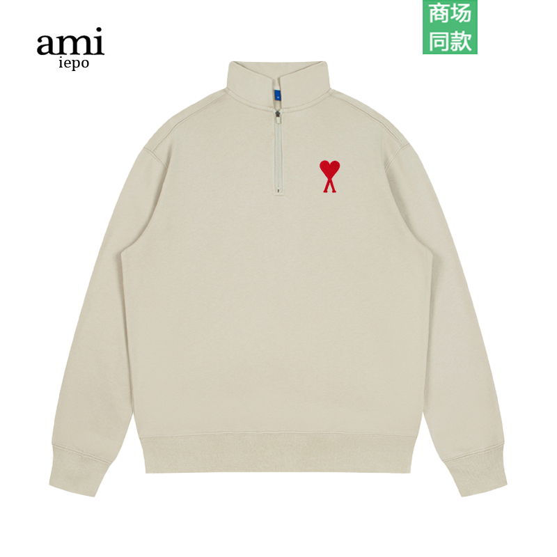 Ami半拉链复古休闲卫衣