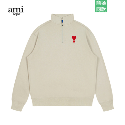 Ami半拉链复古休闲卫衣