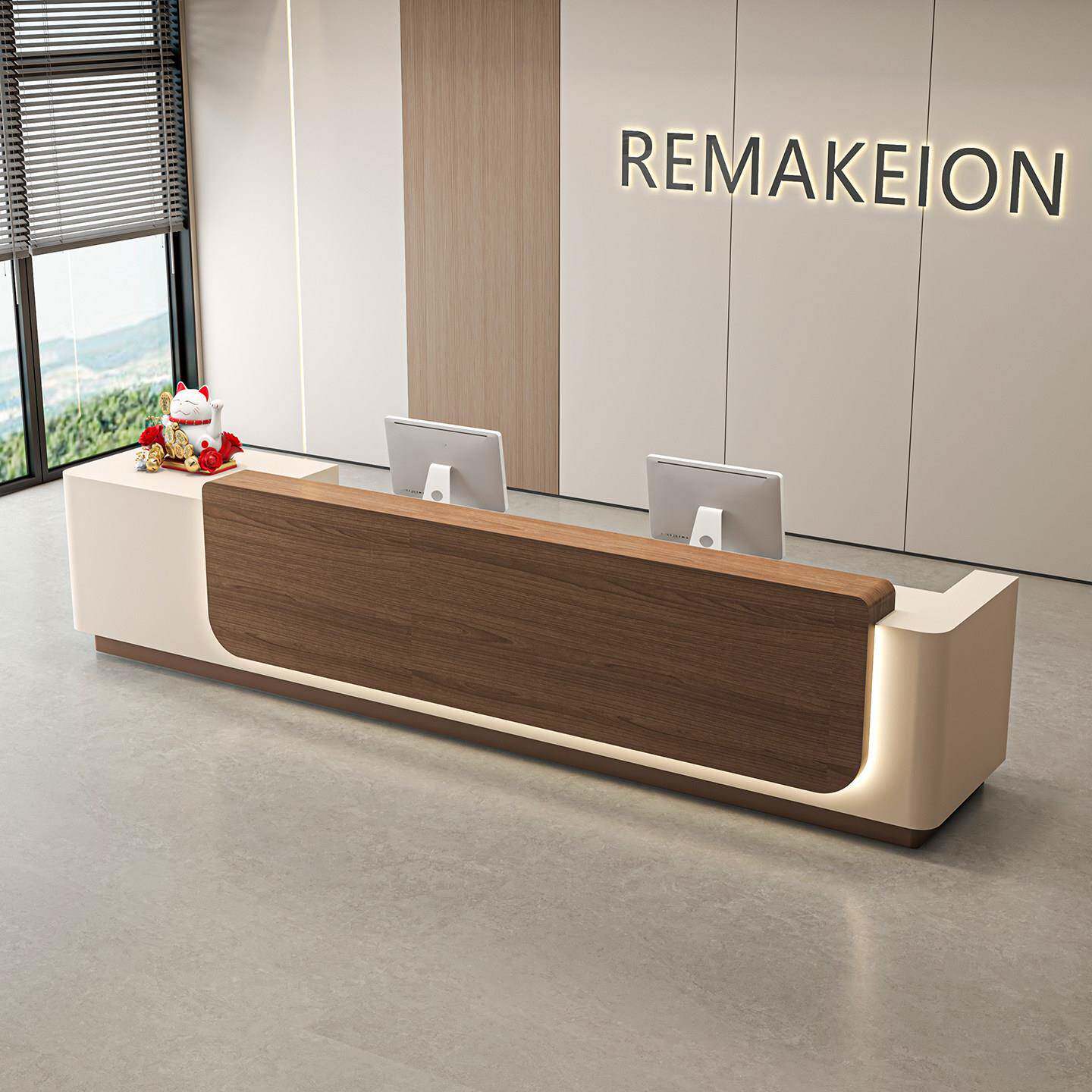 简约公司前台烤漆酒店接待台定制美容院收银柜台高端办公吧台服务