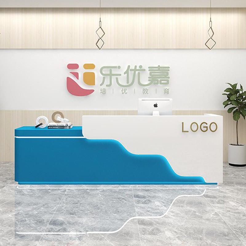 教育培训机构前台烤漆儿童乐园吧台辅导幼儿园形象前台接待台定制