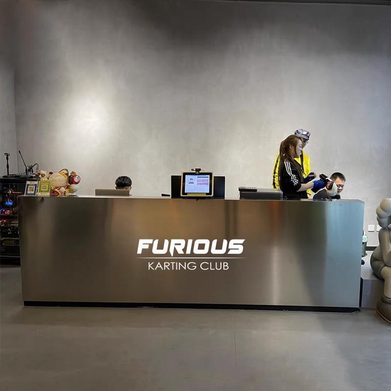 复古工业风服装店餐厅舞蹈室健身房酒店接待前台收银台不锈钢吧台