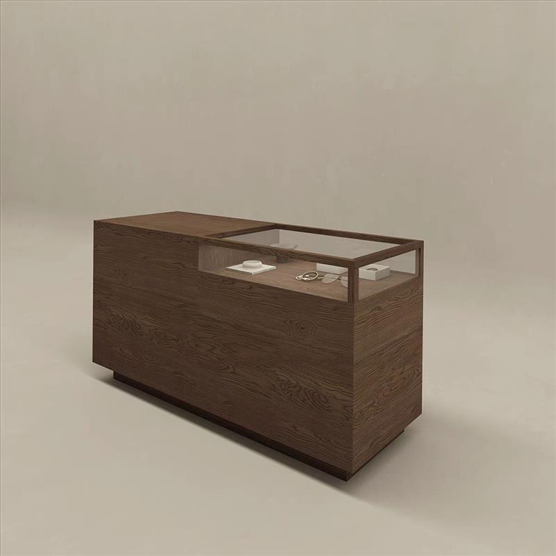 复古前台服装店收银台吧台玻璃展示柜首饰品摆件陈列柜中岛桌边柜