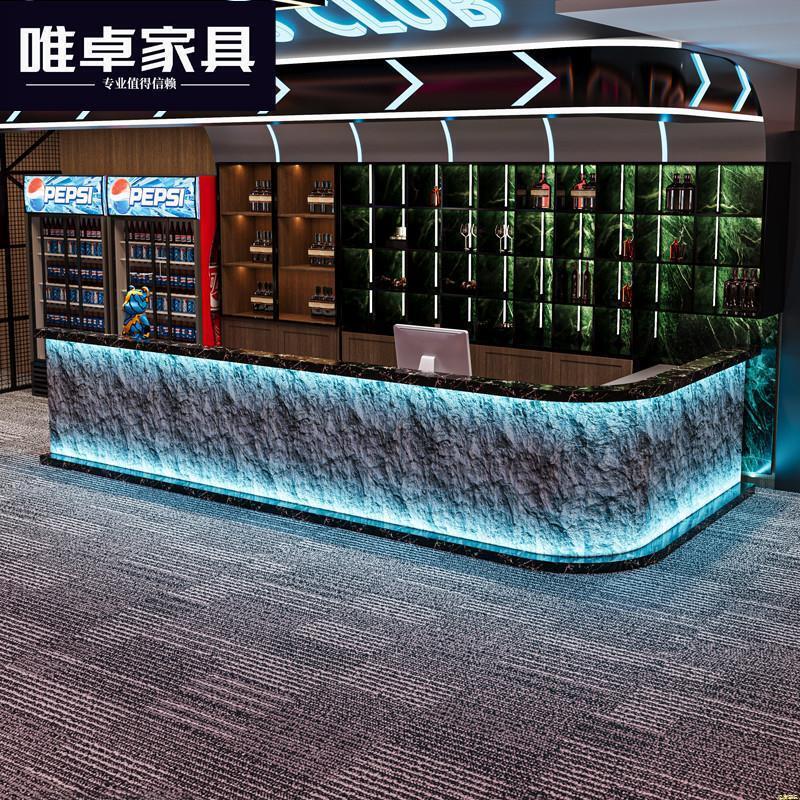 精品工业风文化石公司前台台球厅吧台浴室足浴店接待台酒店民宿收