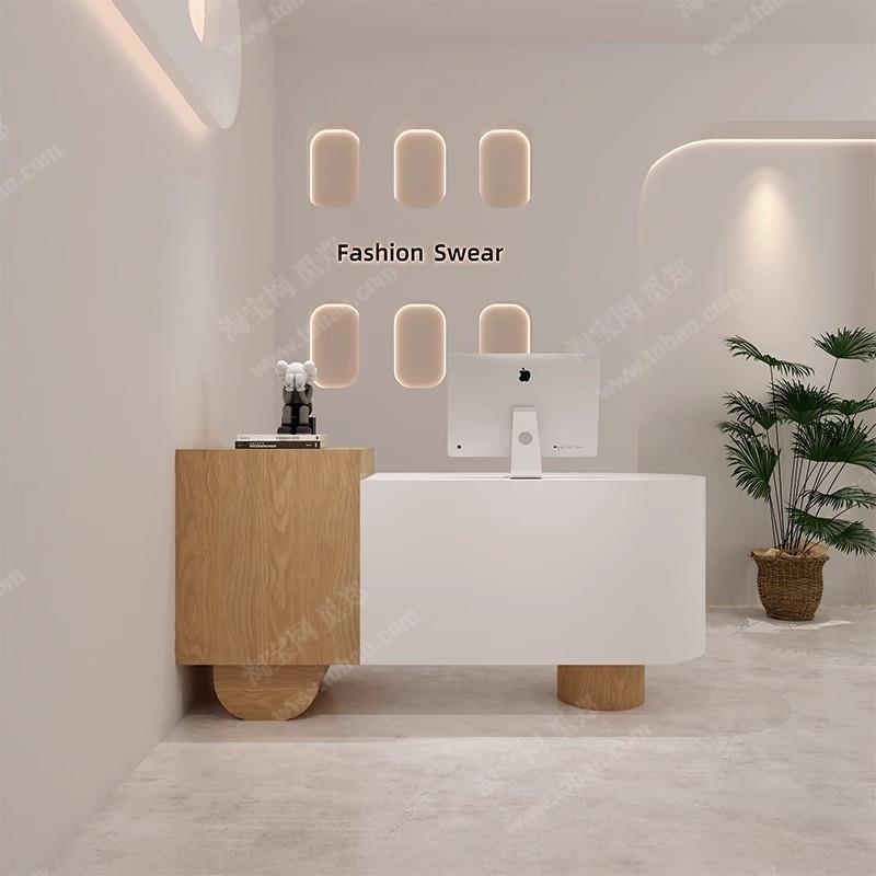 收银台柜台简约现代美容院服装店女装小型店铺烤漆前台创意吧台桌