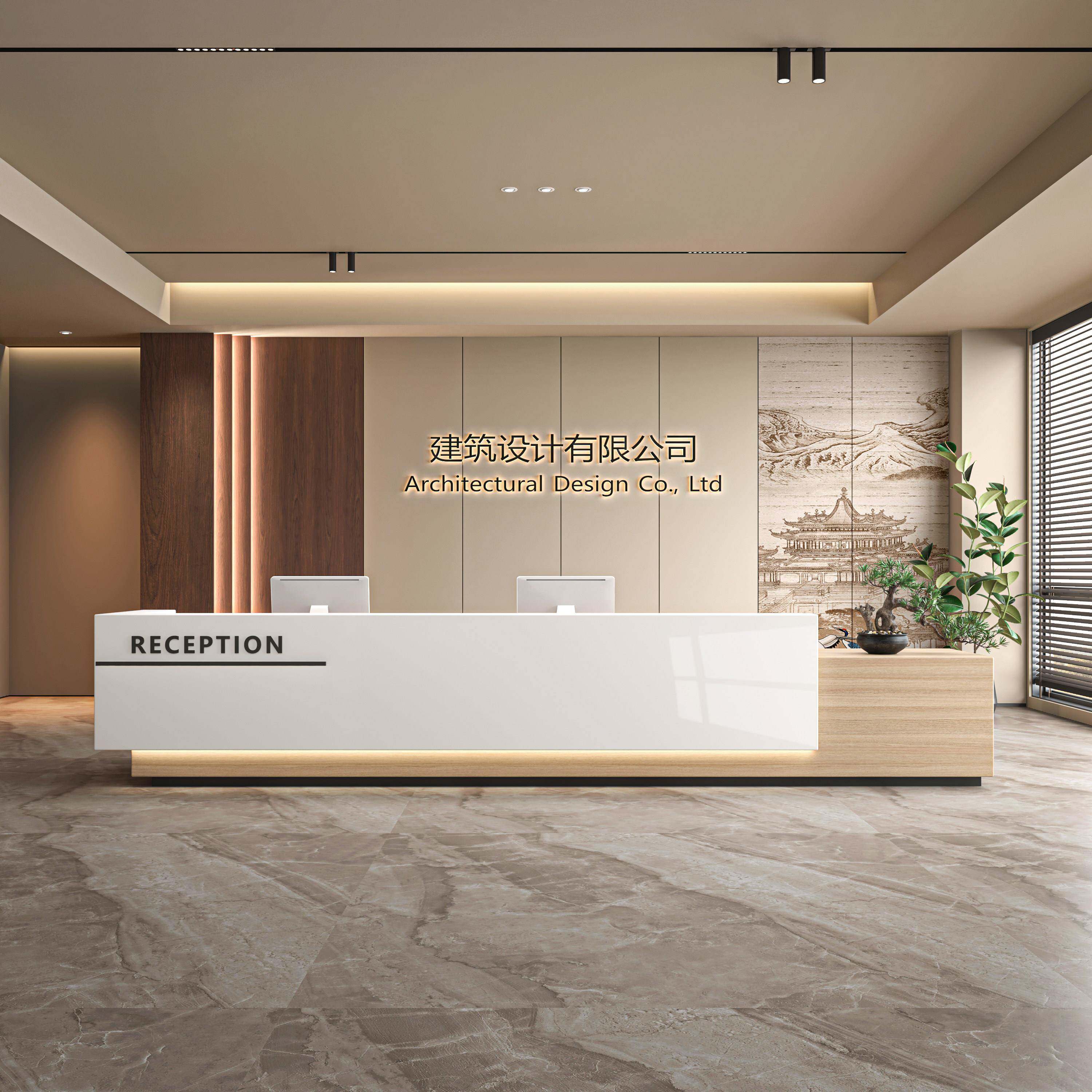 简约现代烤漆公司前台酒店大厅接待台培训机构吧台美容院收银柜台