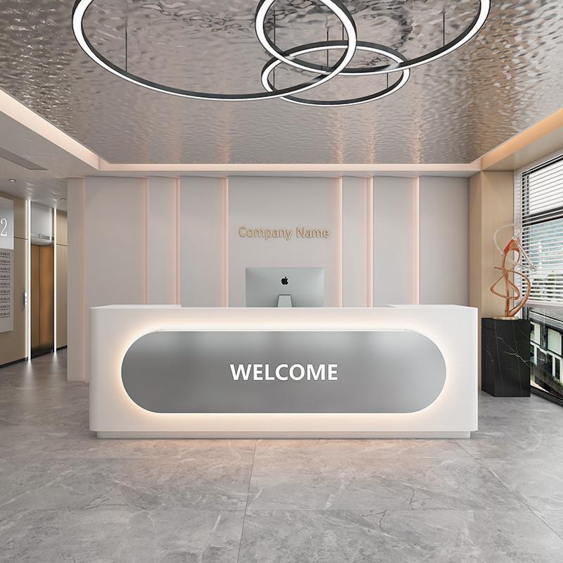 轻奢不锈钢吧台美容院服装店美发店前台酒店公司接待前台柜台定制