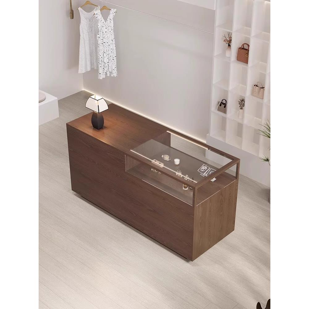 女装服装店收银台玻璃展示饰品柜台定制中岛台极简前台吧台展示台