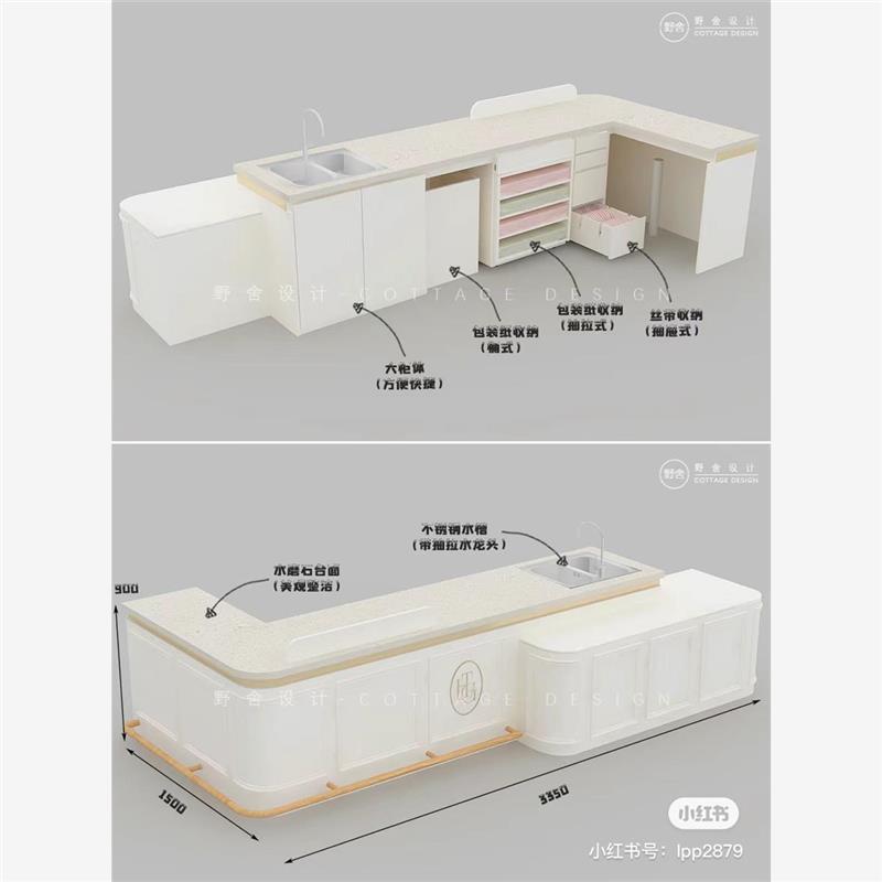 花店多功能操作台花卉工作台插花包花桌大理石水吧台私人定制