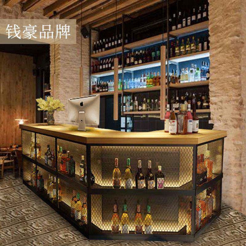 覆古收银台店铺小型酒吧吧台工业风服装店柜台前台接待台转角桌子
