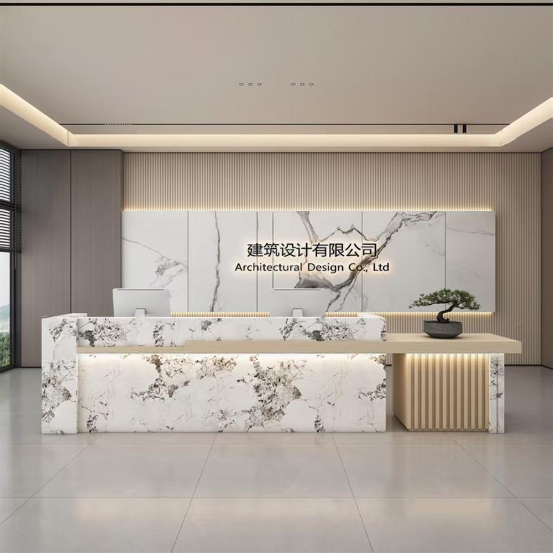 简约现代公司前台接待台酒店吧台桌售楼部大厅服务台美容院收银台