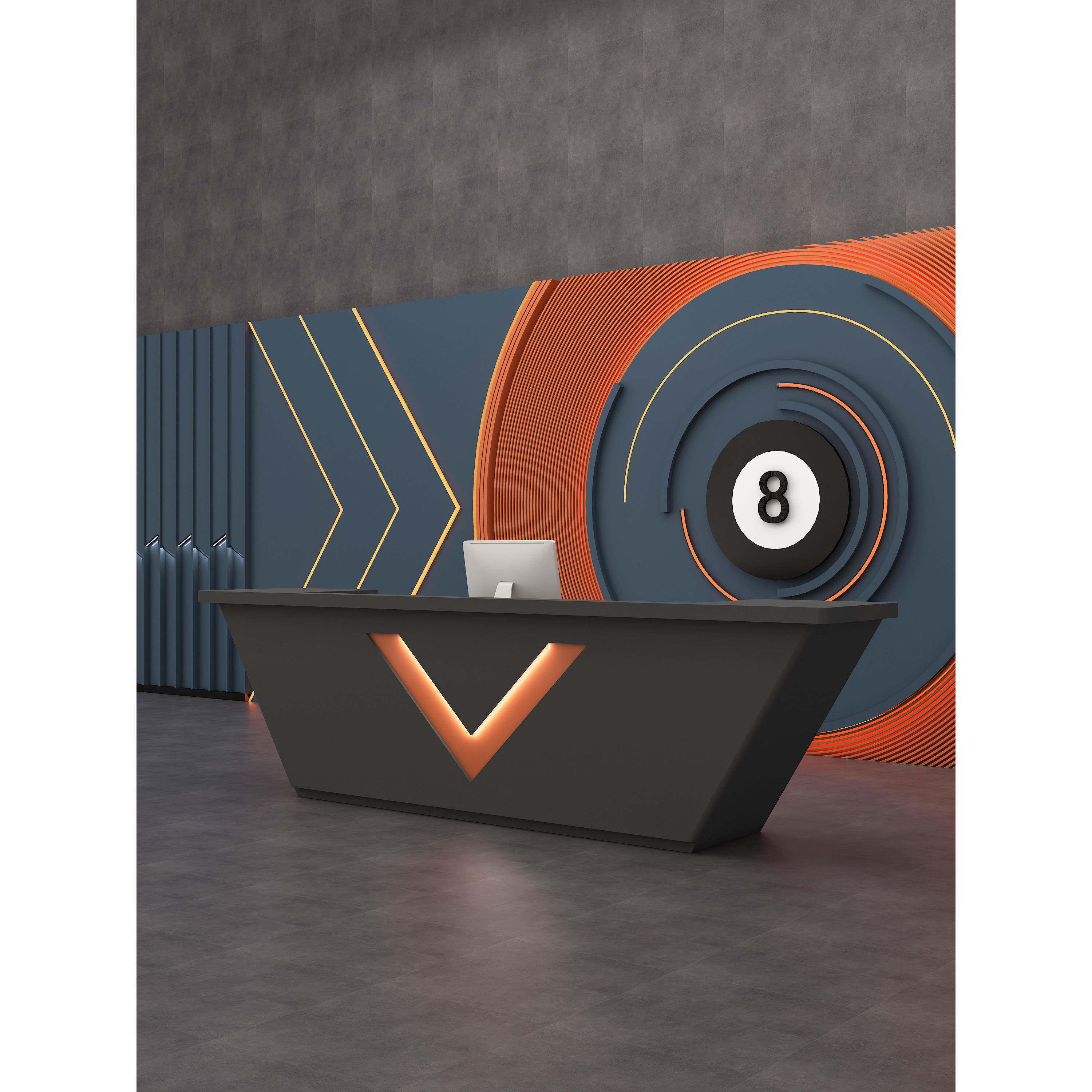 现代台球厅吧台收银台工业风公司酒店剧本杀健身房前台接待台定制