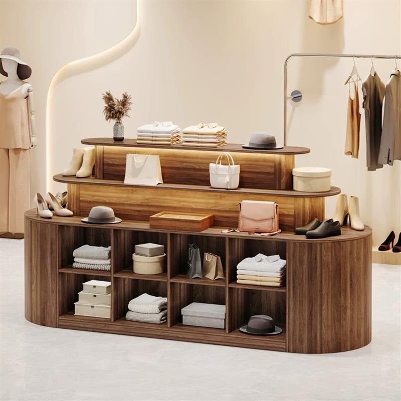 服装店展示柜中岛台女装店包包鞋子流水台展示柜面包店多层展示台