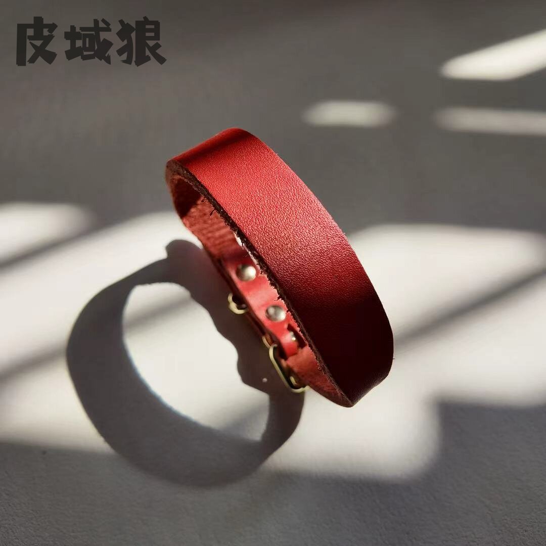 头层牛皮宠物狗狗手工项圈小狗脖圈宠物小狗脖套泰迪雪纳瑞比熊