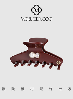 MoCercoo原创设计马年头饰中号半扎发抓夹红色鲨鱼夹子本命年发饰