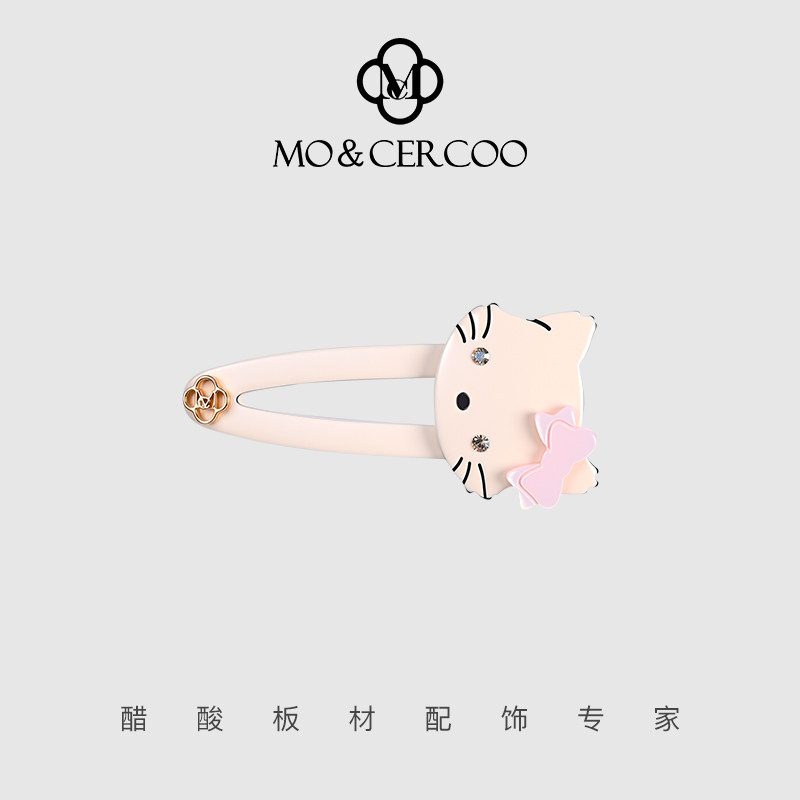 七夕情人节礼物MoCercoo醋酸蝴蝶结猫咪边夹发卡百搭刘海捏夹鸭嘴