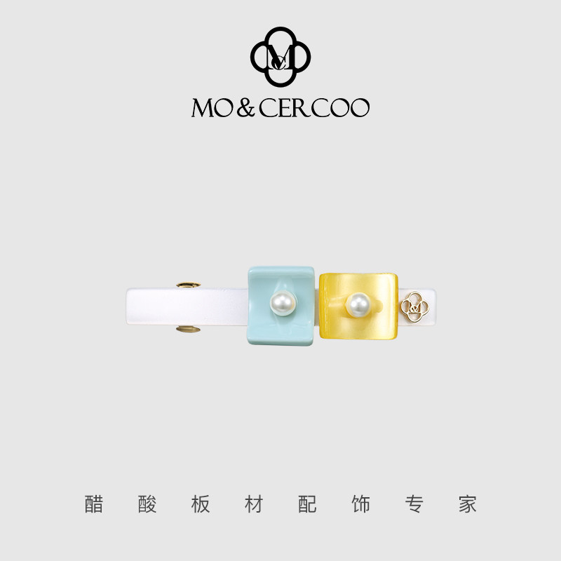MoCercoo醋酸发夹甜美撞色后脑勺女士横夹半扎发一字夹发卡发饰