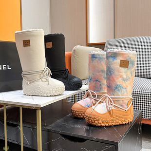 加工定制东北明星雪地靴女厚底2025新款冬天长筒靴防滑防水棉鞋