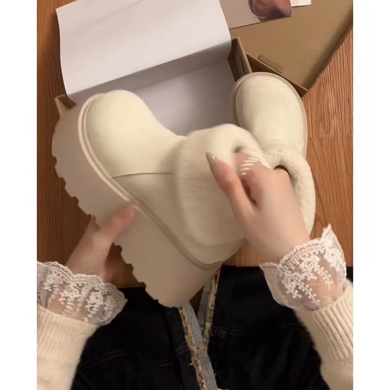 松糕厚底博肯鞋保暖马丁靴冬季加绒加厚增高雪地靴女款