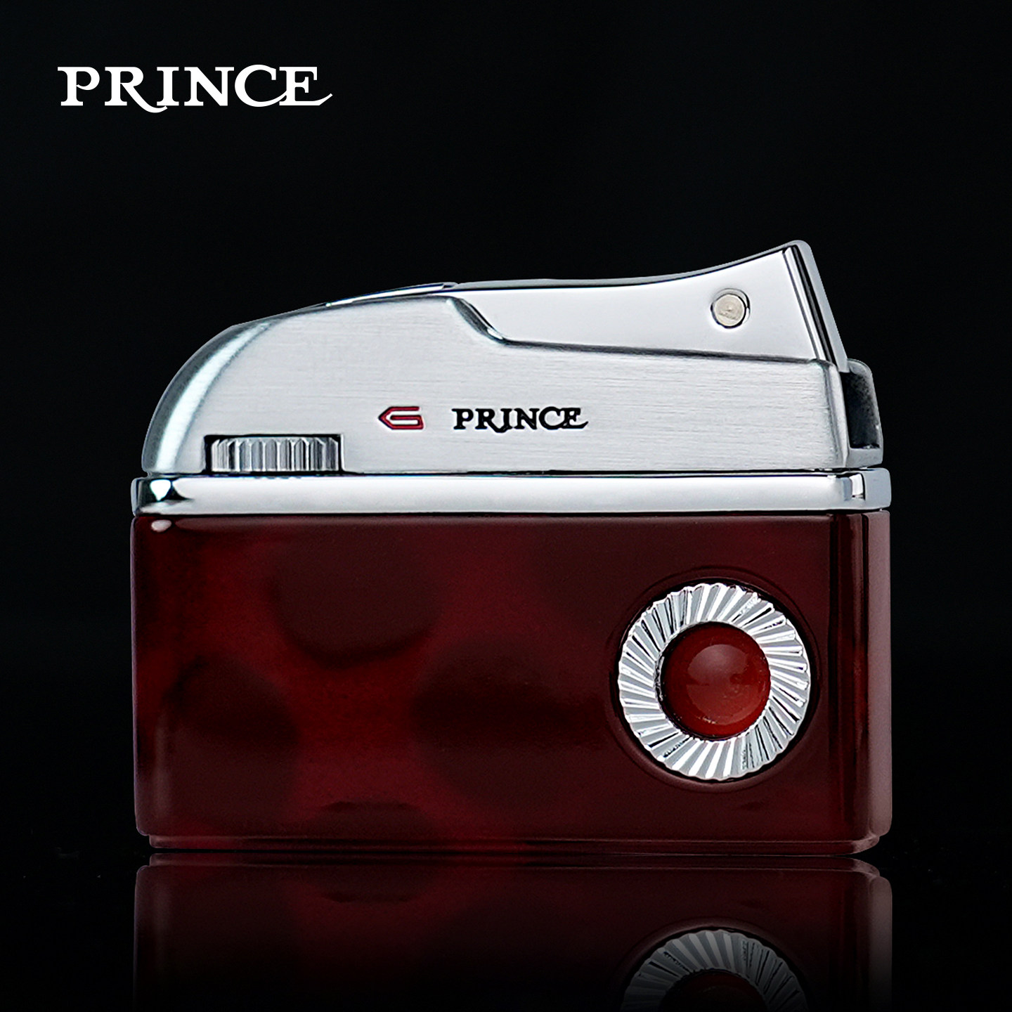 日本PRINCE正品砂轮打火机可视王子眼睛酒红烤漆高颜值送男女礼物
