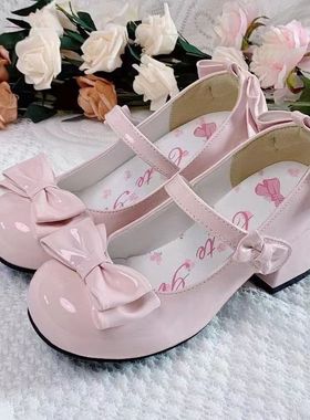 Lolita高跟鞋圆头可爱洛丽塔甜美公主风原创Lo鞋增高学生JK配裙子