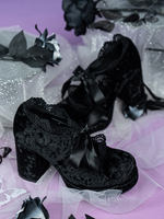 Dollybae velvet dark Gothic style single shoes, retro Mary Jane shoes, Lolita height-increasing thick-soled high heels thumbnail 6