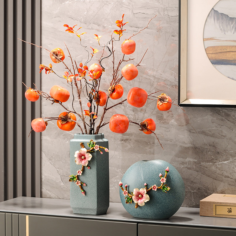 柿柿如意柿子摆件客厅玄关电视柜装饰花瓶摆件高端新居房乔迁之喜,家居饰品,桌面摆件,淘宝优惠券,粉丝福利购,淘宝优惠卷
