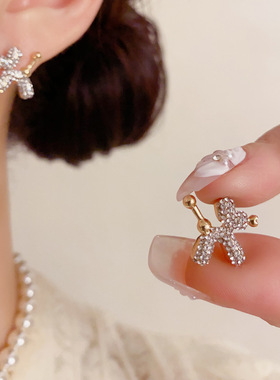 小众独特设计感满钻气球狗耳钉精致时尚轻奢百搭卡通超闪耳环