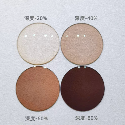定制透明浅色染色近视眼镜片防紫外线太阳镜片配度数浅茶色浅灰色