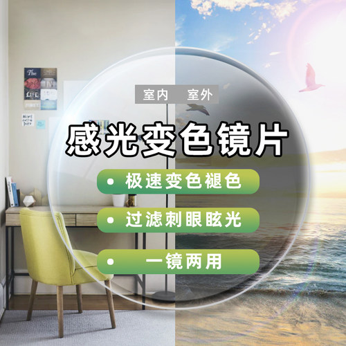定制坊1.61 1.67 1.74超薄非球面防蓝光变色镜片配高度数近视镜片