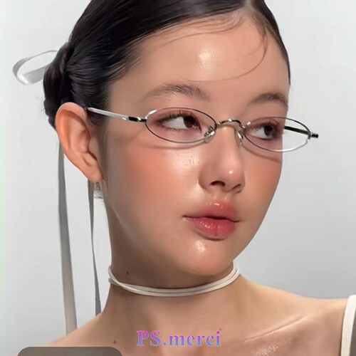 Ps.merci彼蜜思高级感金属眼镜框女防蓝光平光装饰近视凹造型拍照