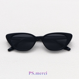 Ps.merci高颧骨墨镜女猫眼凹造型欧美风太阳眼镜小框窄框时尚超轻