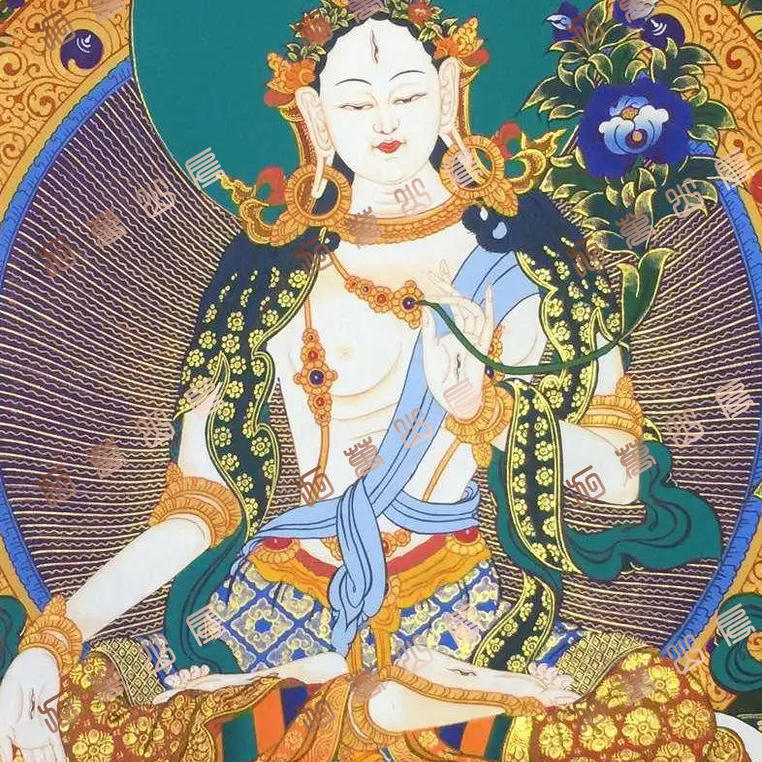 H102白度母White tara唐卡绘画高清喷绘临摹电子图片素材