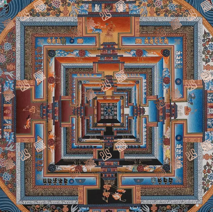 J6真言曼荼罗坛城Mantra mandala唐卡绘画高清电子图片素材