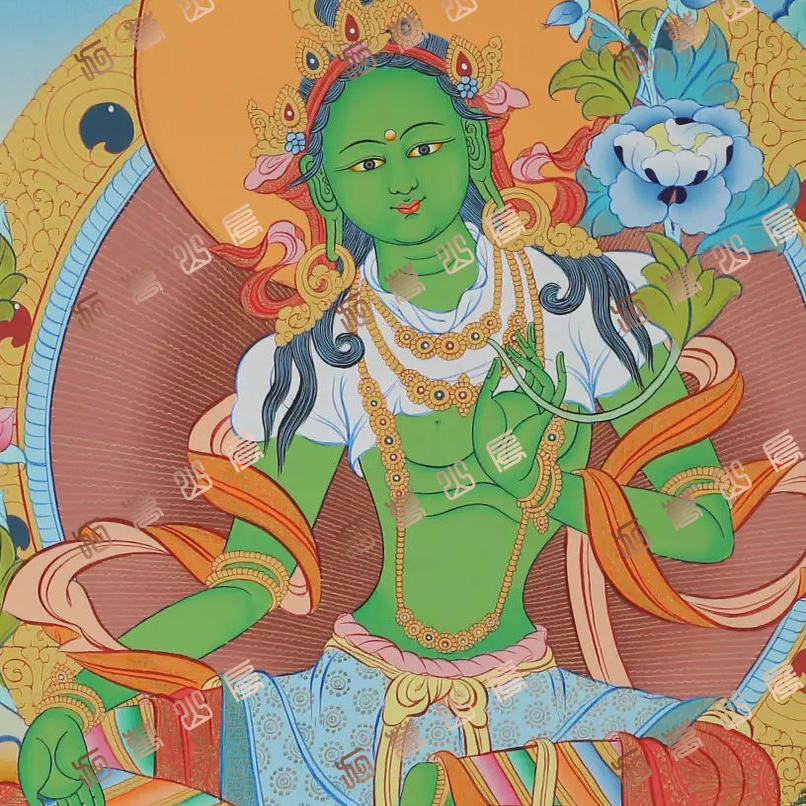 I61绿度母green tara唐卡绘画高清喷绘临摹电子图片素材