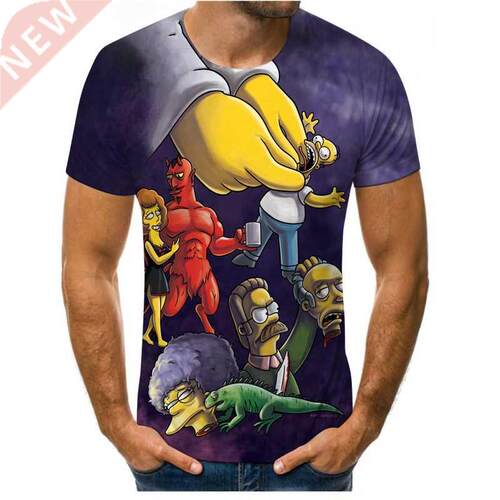 New summer anime cartoon printing oversize T-shirt men women