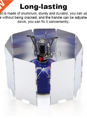 9PCS/Set Campng Stove Wndsheld Collapsble Wnd Screen