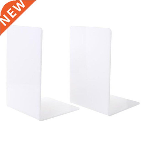 2Pcs White Acrylic Bookends L-shaped Desk Organizer Desktop
