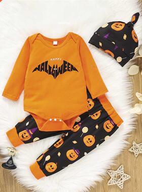 Pudcoco Halloween 3Pcs 0-2Y Baby Clothes Set Bat Long Sleeve