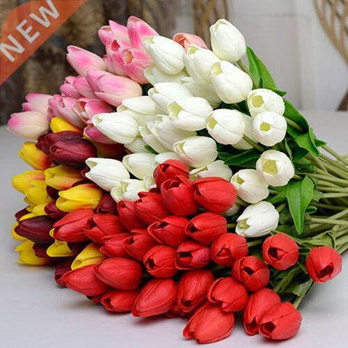 Pretty Latex Real Touch tificial Silk Tulip Flower