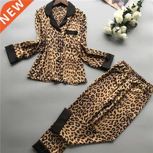 Lisacmvpnel Spring New Long Sleeve Pajamas Woman Ice Silk Fa