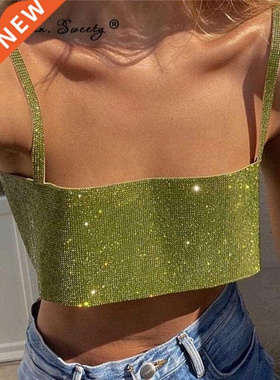 Glitter Club Crop Top Women Off Shoulder Tank Cami Clothing