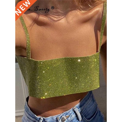 Glitter Club Crop Top Women Off Shoulder Tank Cami Clothing