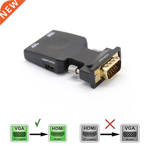 1080P VGA Male To HDMI Female Converter Adapter Box Audio Po