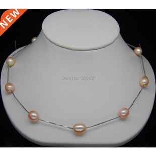 Natural Freshwater cultivation 8-9mm AAA+ pink pearl neckla
