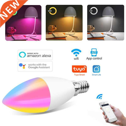 Tuya Smart Wifi LED Bulb E14 RGBW Dimmable LED Lamp Voice Co