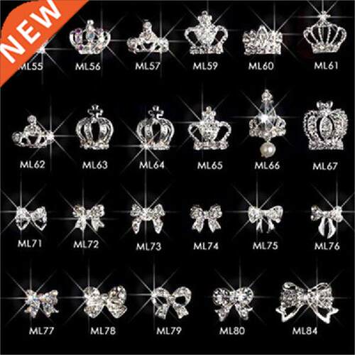 10pcs/Lot 3D Nail Art Jewelry Silver Gold Crown Shape Nail