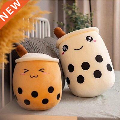 Cute Boba Milk Tea Plushie Toy Soft Stuffed Apple Pink