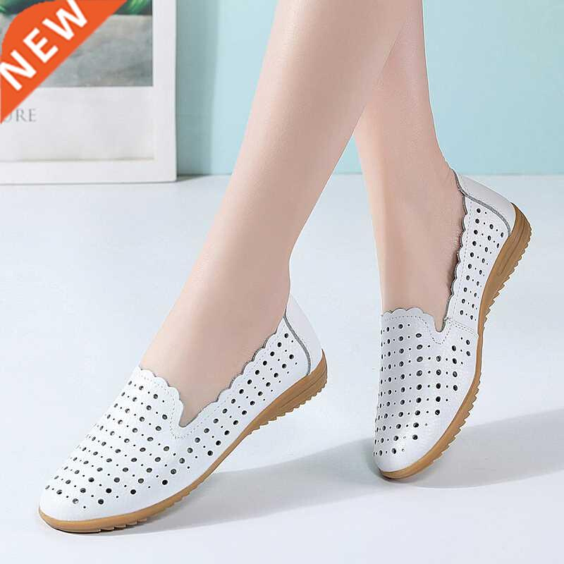 Summer Women Fashion Casual Shoes Leather Slip-on Flats Loaf